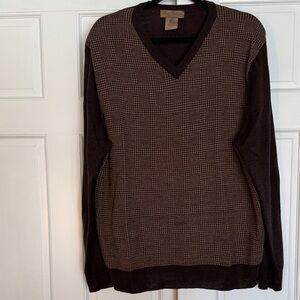 Mario Gilberti Marino Wool Brown V-Neck Sweater